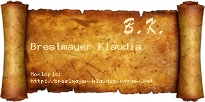 Breslmayer Klaudia névjegykártya
